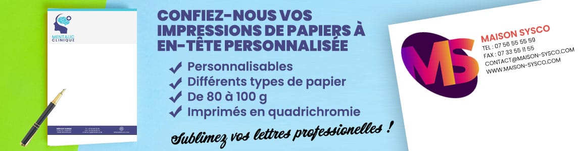 Imprimeur tête de lettre professionnelle