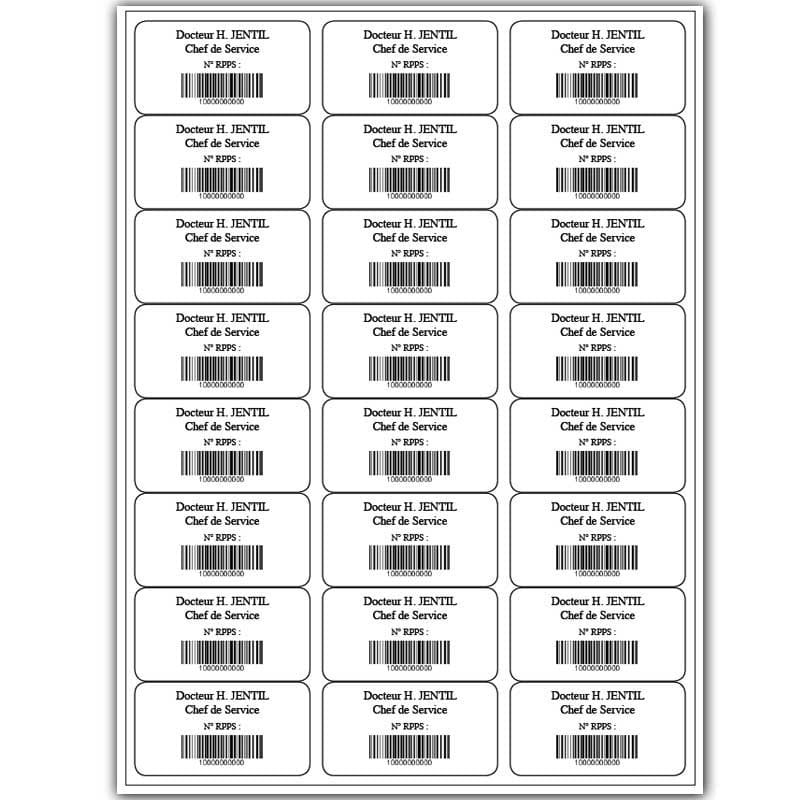 Étiquettes RPPS en planches réglementaires