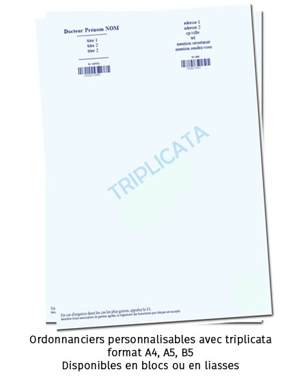 Achat blocs ordonnances personnalisées avec triplicata
