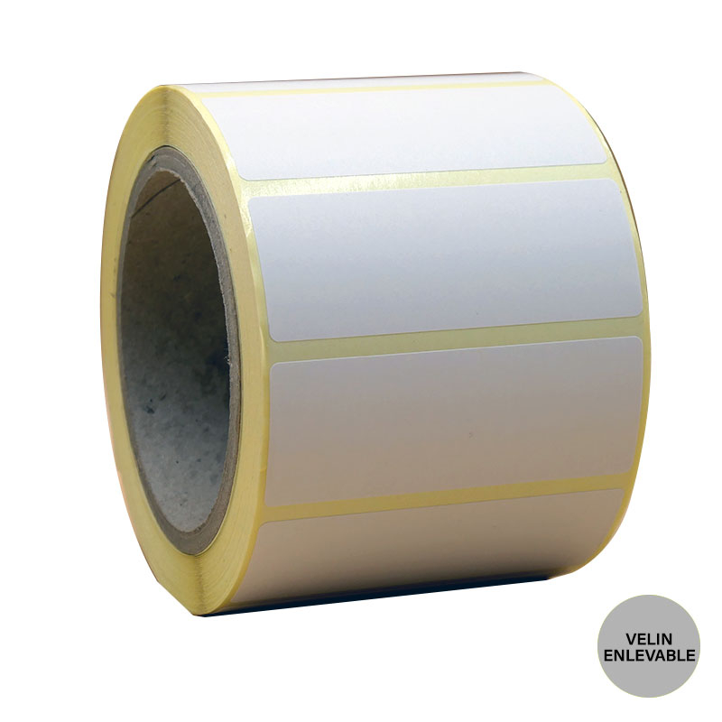 Bobine 1000 étiquettes vélin enlevable 80x30 mm