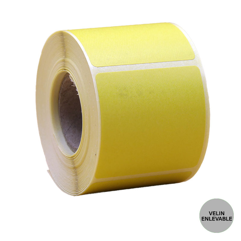 Bobine 400 étiquettes Vélin enlevables jaune 40x40 mm