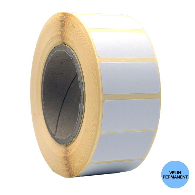 Bobine 2500 étiquettes 52x25 mm vélin permanent spécial tubes