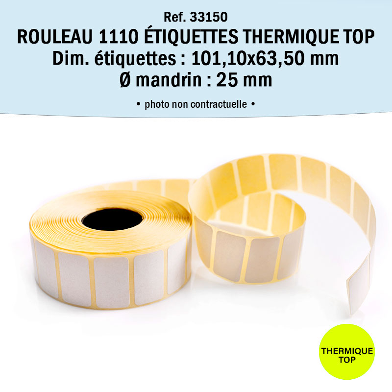 Bobine 1100 étiquettes 101,6x63,5 mm Thermique TOP
