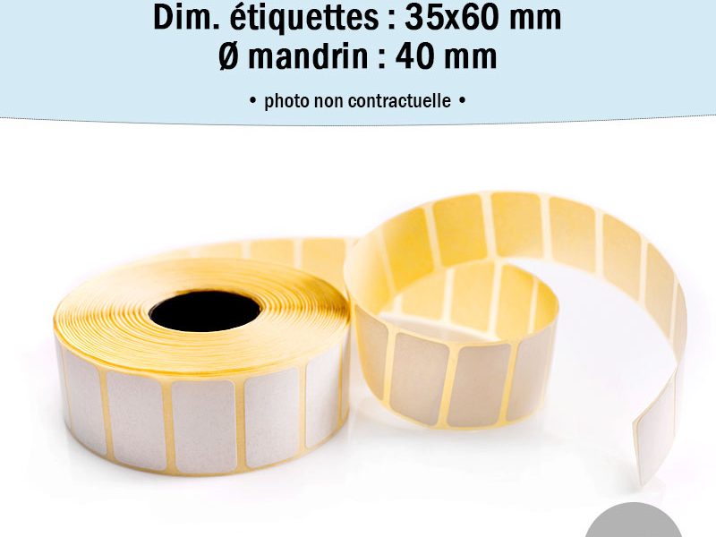 Bobine 3000 étiquettes 35x60 mm vélin enlevable