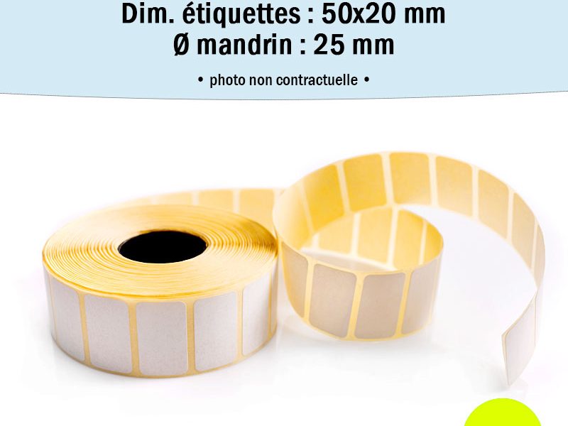 Bobine 2500 étiquettes 50x20 mm thermique TOP