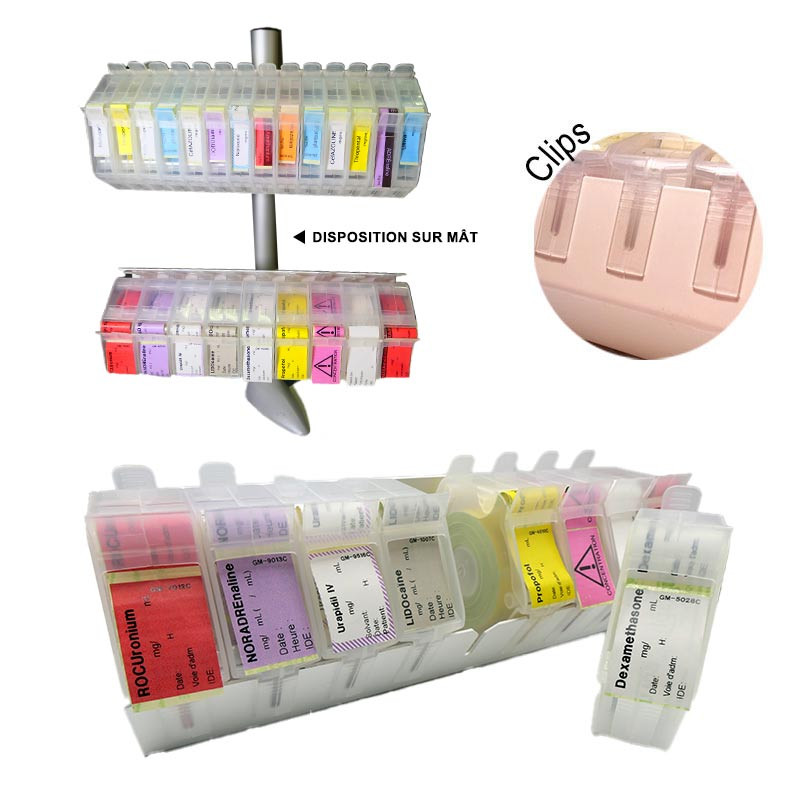 Solubox : support pour cartouches distributrices d'étiquettes seringues de 28x40 mm