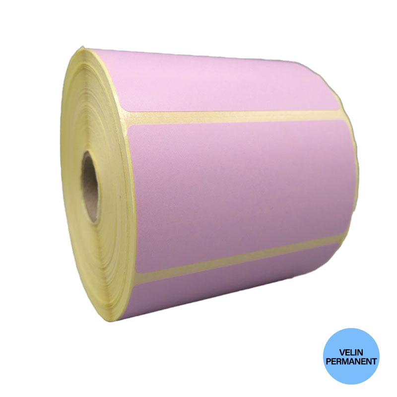 Bobine 1300 étiquettes 92x48 mm vélin rose