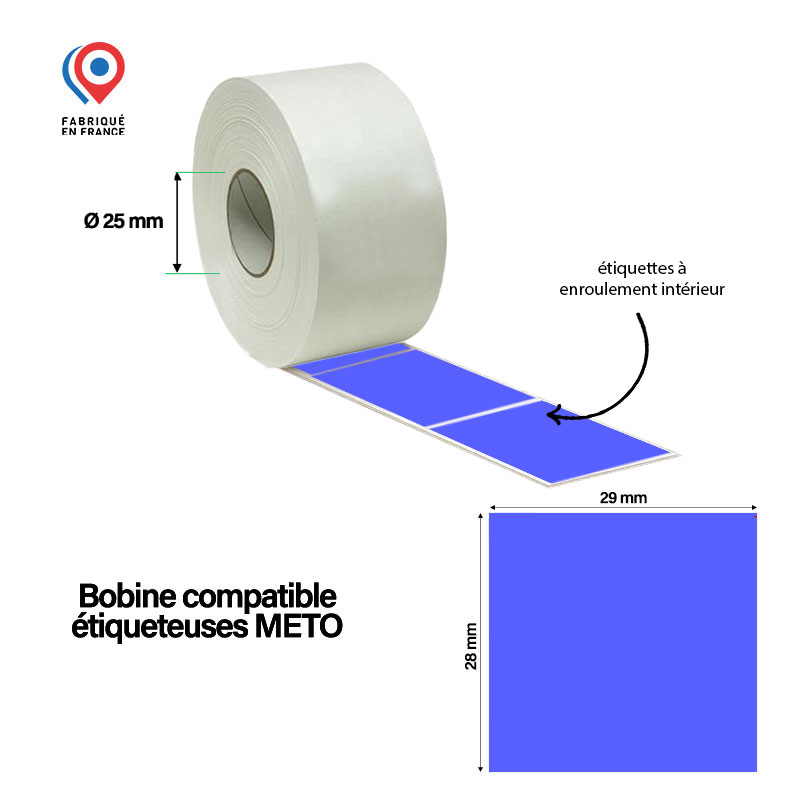 Bobine de 700 étiquettes adhésives vertes 29x28 mm pour pistolet d'étiquetage