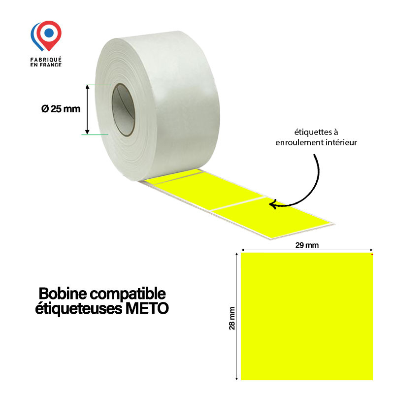 Bobine de 700 étiquettes adhésives vertes 29x28 mm pour pistolet d'étiquetage