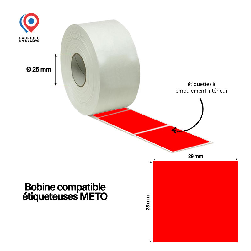 Bobine de 700 étiquettes adhésives vertes 29x28 mm pour pistolet d'étiquetage