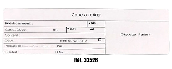 Etiquettes pousse-seringue avec bande transparente
