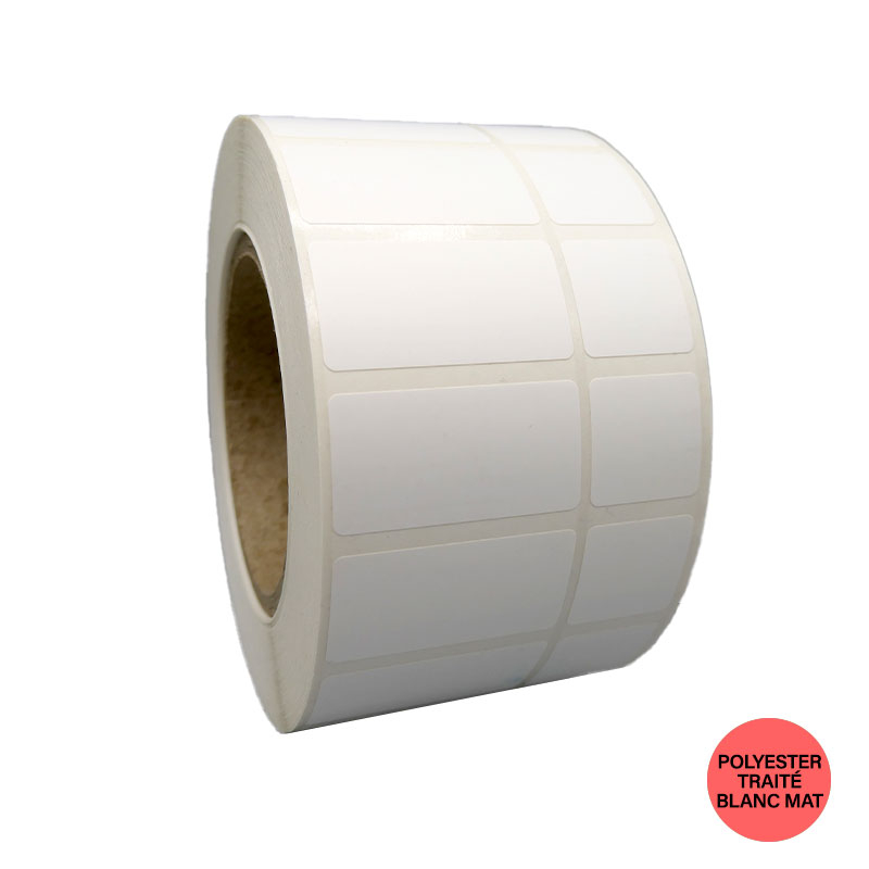 Bobine 2000 étiquettes 23x23 et 45x23 mm polyester