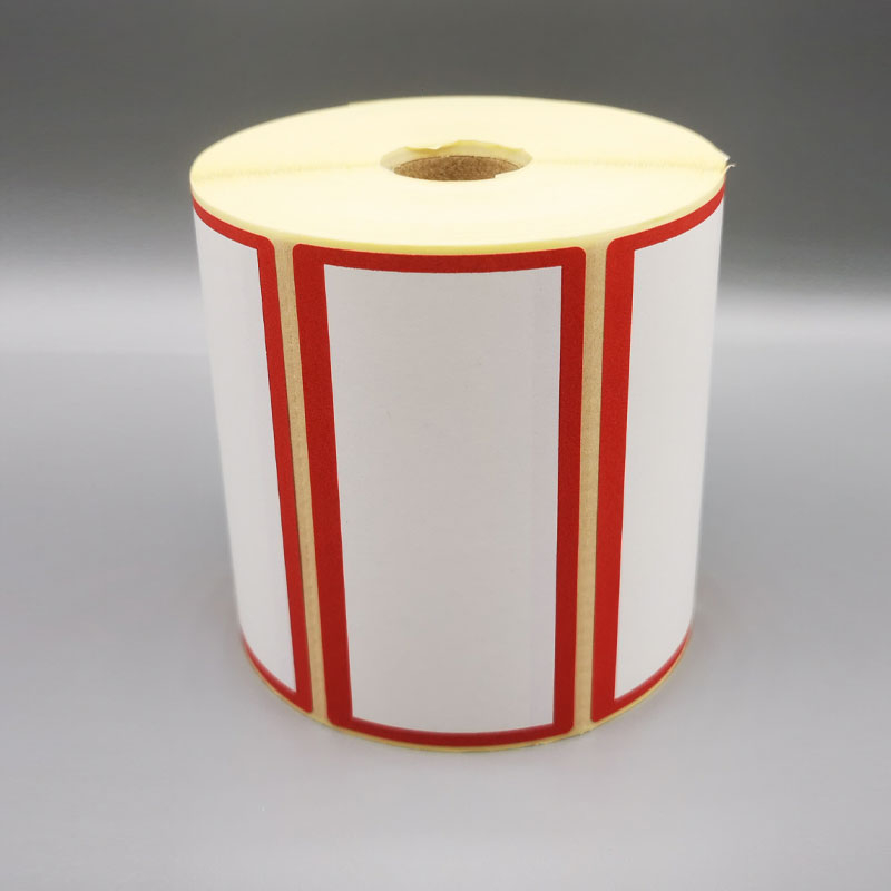 Bobine 1200 étiquettes 100x50 mm vélin cadre rouge