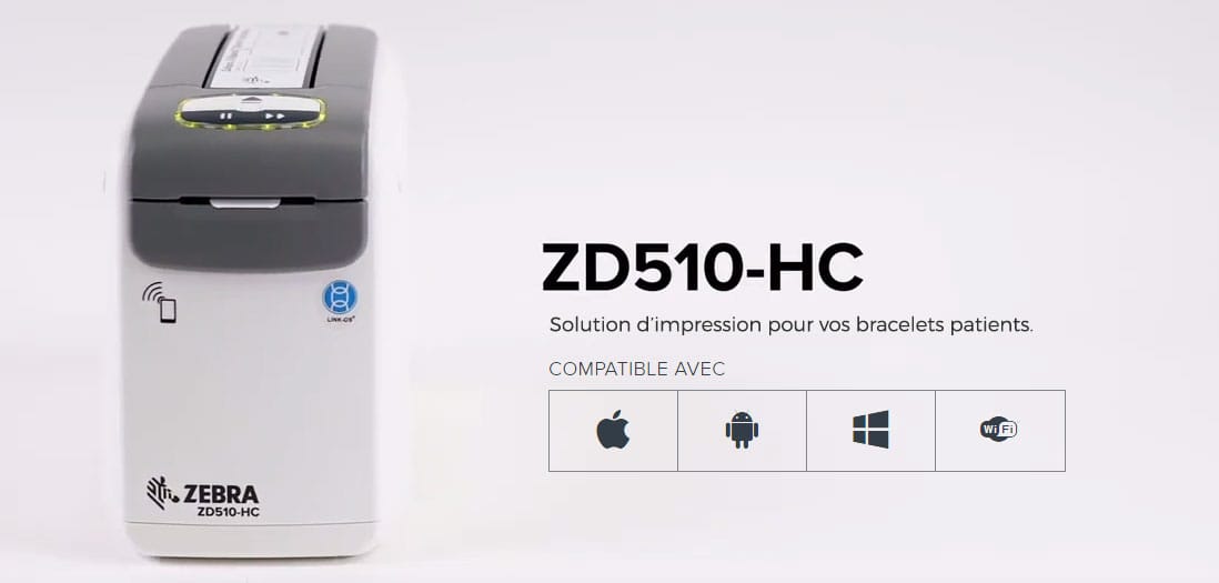 Imprimante ZEBRA ZD510-HC pour bracelets patients ou évenementiels