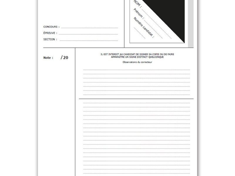 Copie d'examen simple ou double