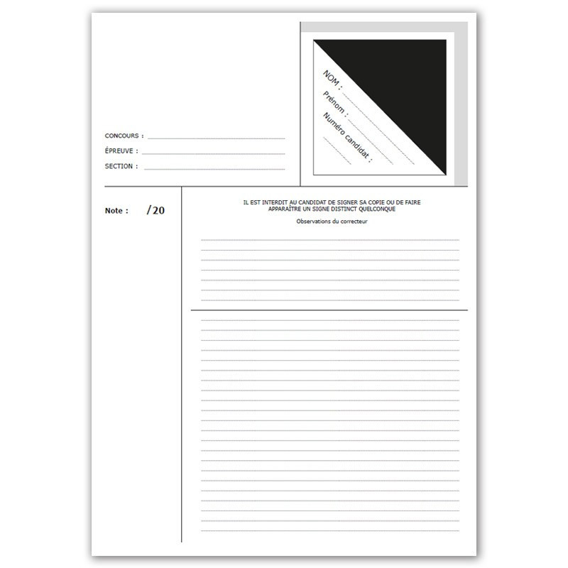 Copie d'examen simple ou double