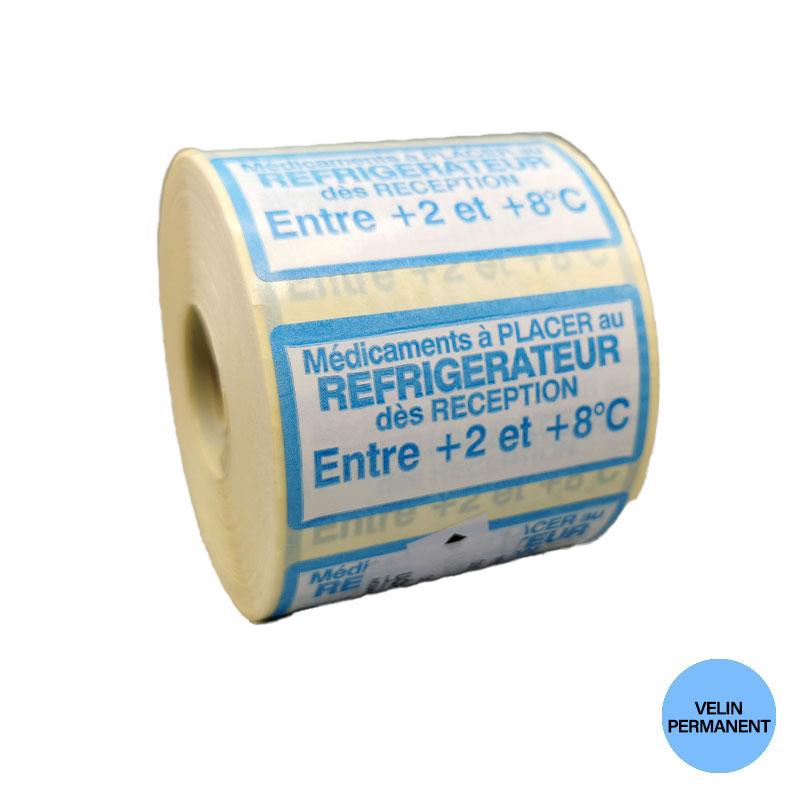 Bobine 1000 étiquettes réfrigérateur 60x30 mm vélin permanent