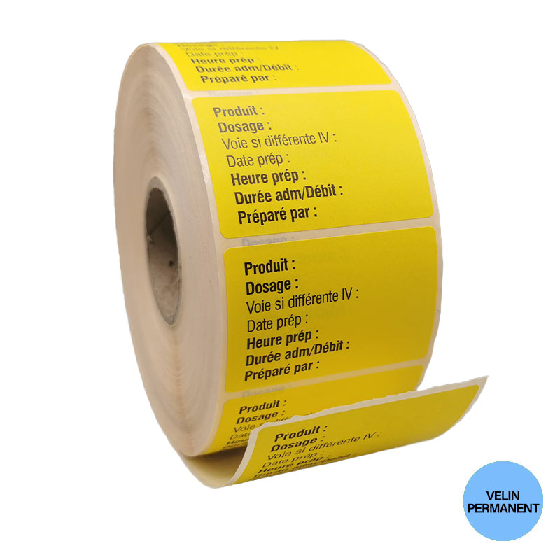 Bobine de 2000 étiquettes 60x40 mm vélin permanent