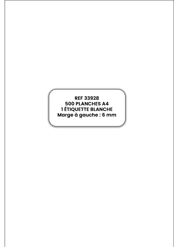 Planches A4 1 étiquette blanche (marge gauche 6 mm)