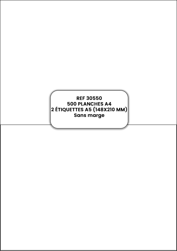 Planches A4 2 étiquettes blanches A5