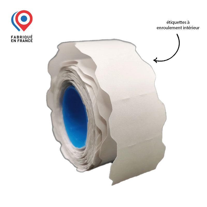 Bobine de 1000 étiquettes adhésives blanches 32x19 mm pour pistolet d'étiquetage