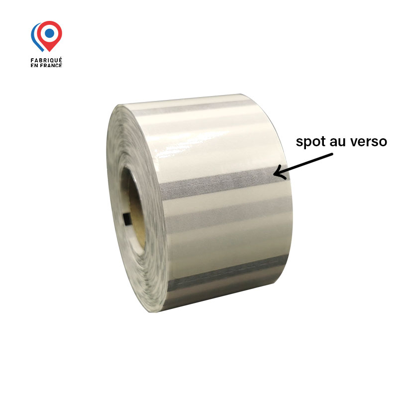 Bobine 1000 étiquettes transparentes 38x25 mm + spot au verso