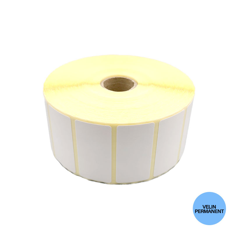 Bobine 2000 étiquettes 50x25 mm double enduction vélin permanent