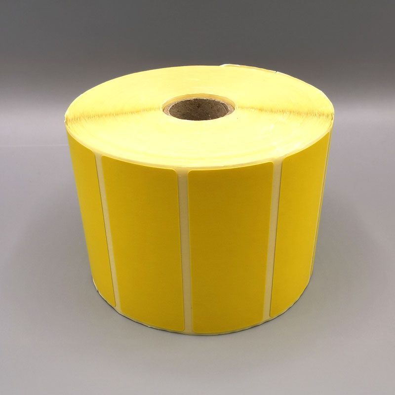 Bobine 2000 étiquettes jaunes 75x30 mm double enduction vélin permanent