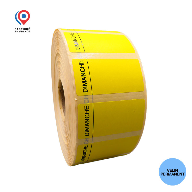 Bobine 3500 étiquettes semainier 60x30 mm vélin
