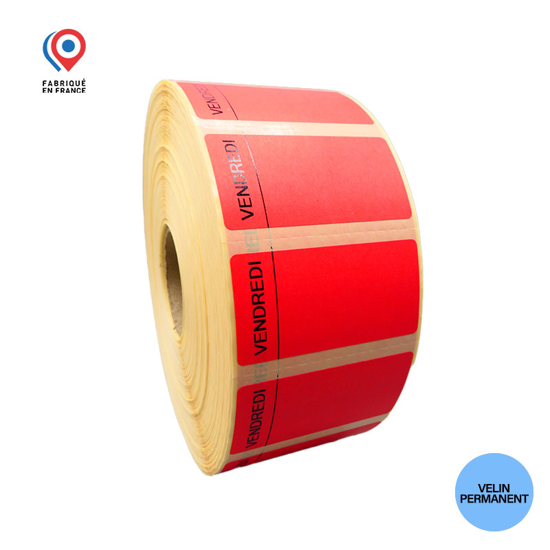 Bobine 3500 étiquettes semainier 60x30 mm vélin