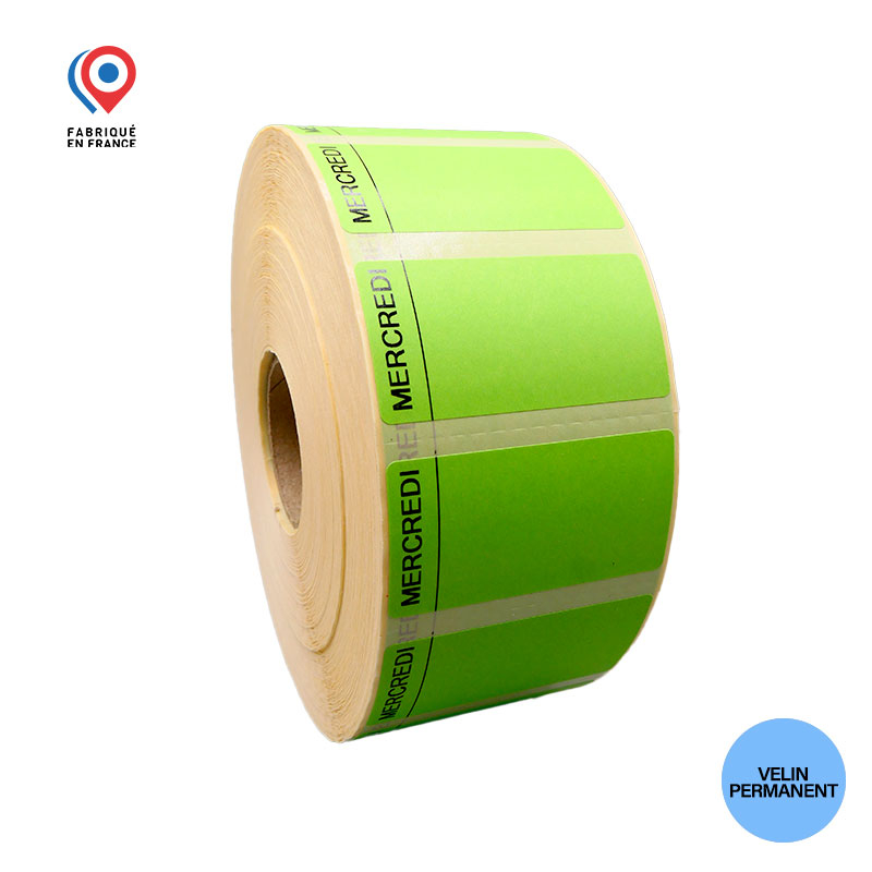 Bobine 3500 étiquettes semainier 60x30 mm vélin