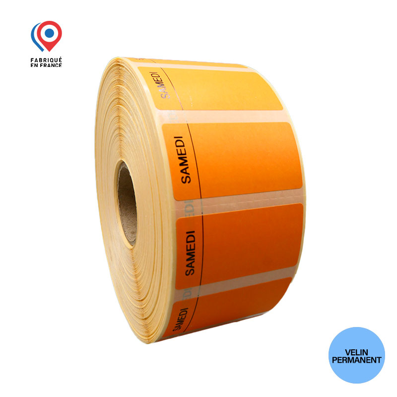 Bobine 3500 étiquettes semainier 60x30 mm vélin