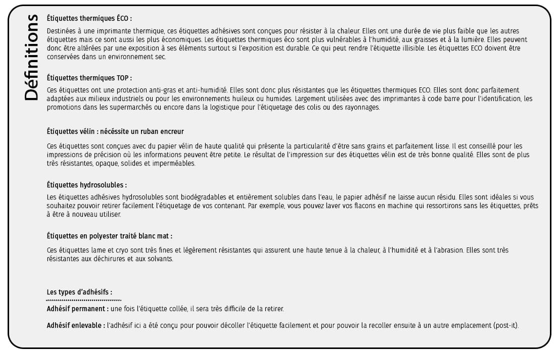 différences entre les étiquettes
