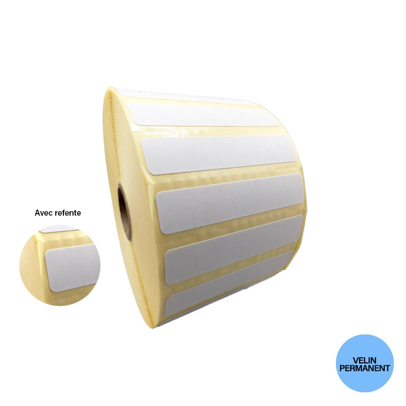 Bobine 3000 étiquettes vélin 60x12 mm avec refente
