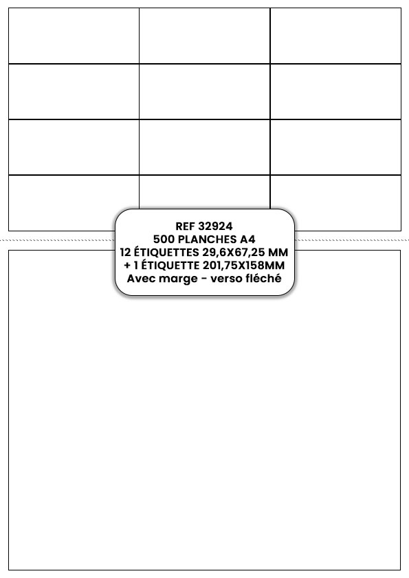 planche étiquettes blanches pour imprimante