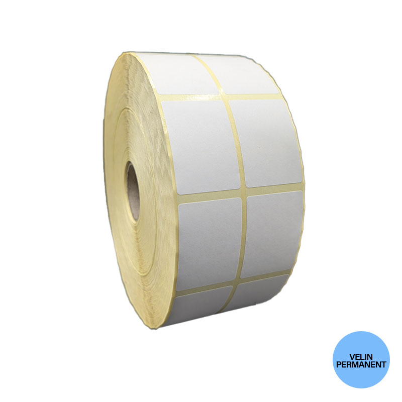 Bobine 8000 étiquettes vélin 38x54 mm avec 2 étiquettes de front