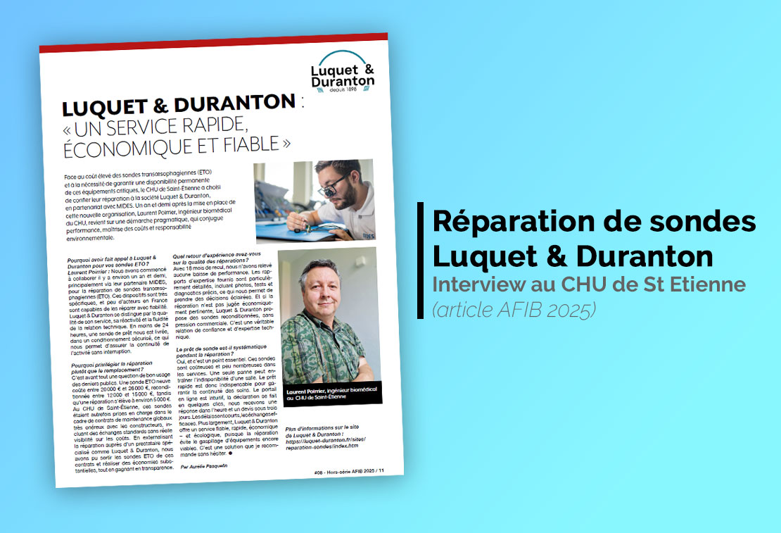 Article AFIB service de réparation de sondes Luquet et Duranton