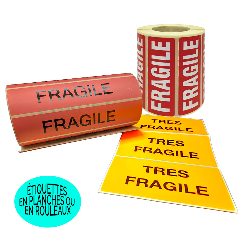 rouleau étiquettes fragiles