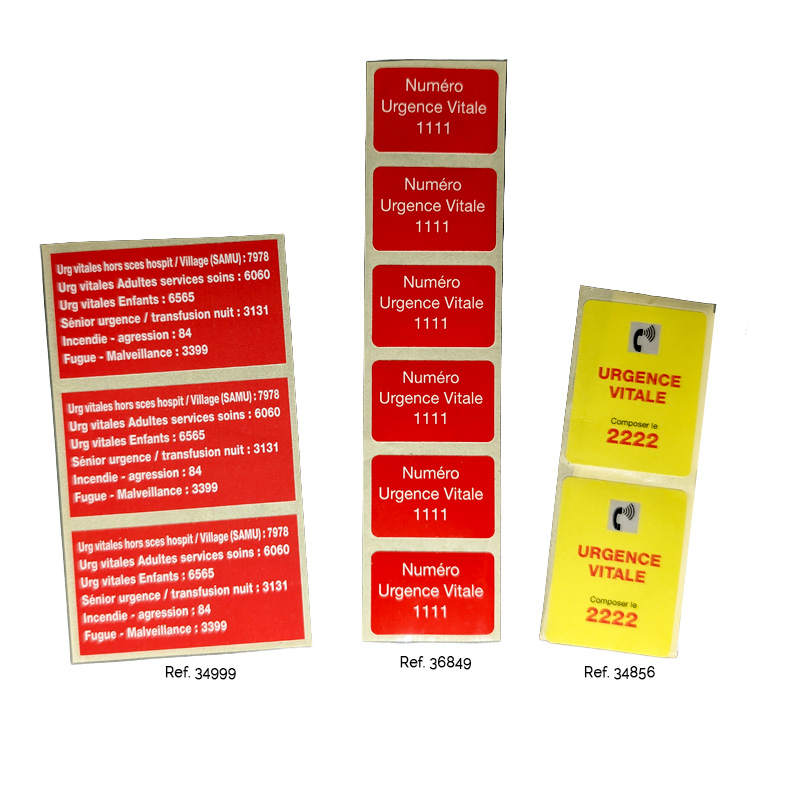 Bobine étiquettes téléphone d'urgence