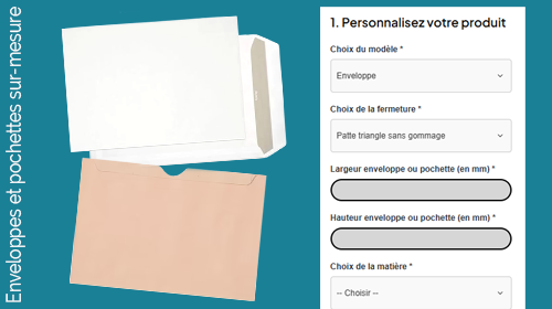 Configurateur pour enveloppes et pochettes sur-mesure